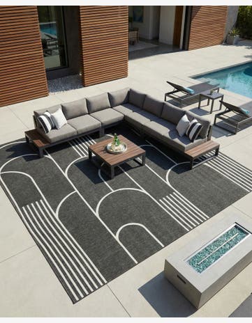 13' x 13' Easy-Clean Modern Indoor / Outdoor Square Rug