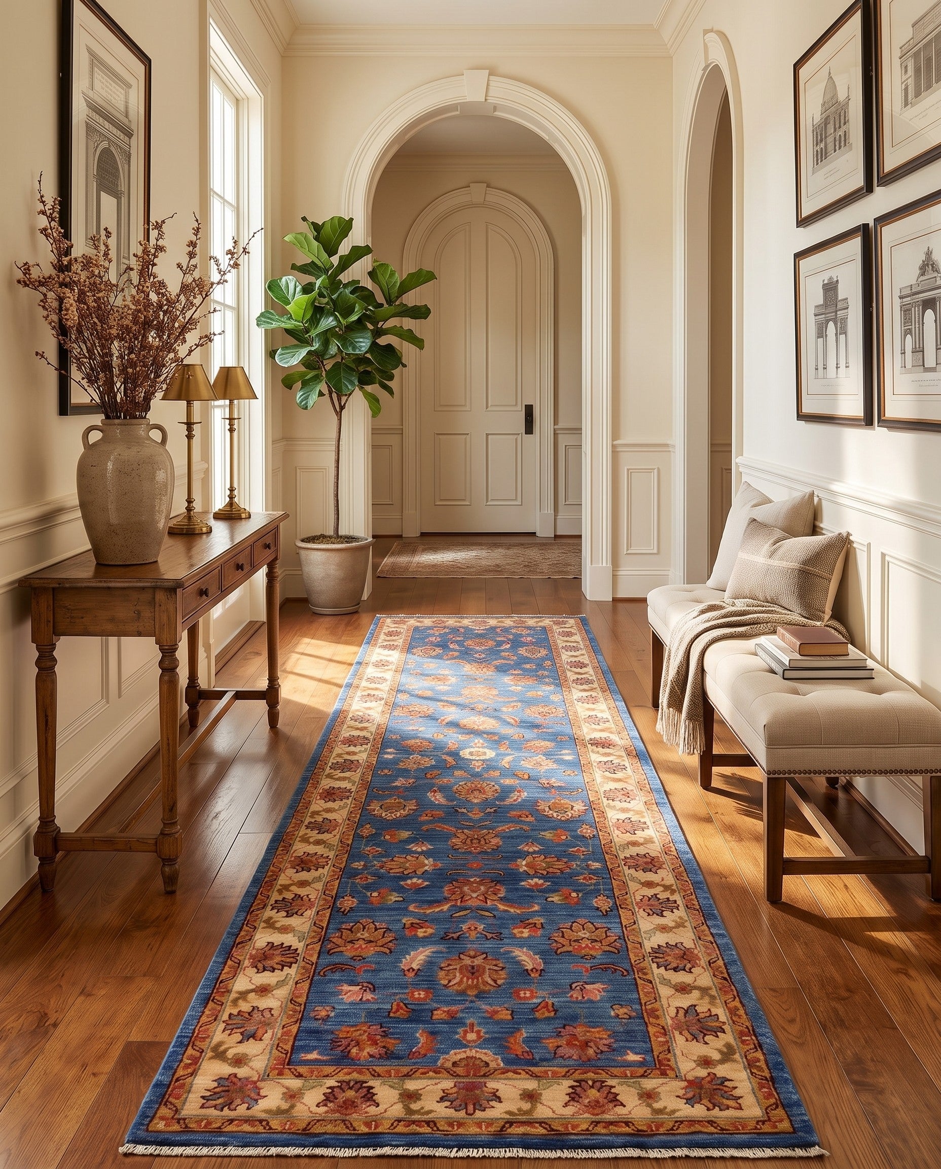 2' 9 x 9' 7 Hand Knotted Pershawar Ziegler Runner Rug