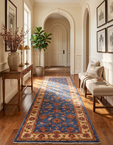 2' 9 x 9' 7 Hand Knotted Pershawar Ziegler Runner Rug