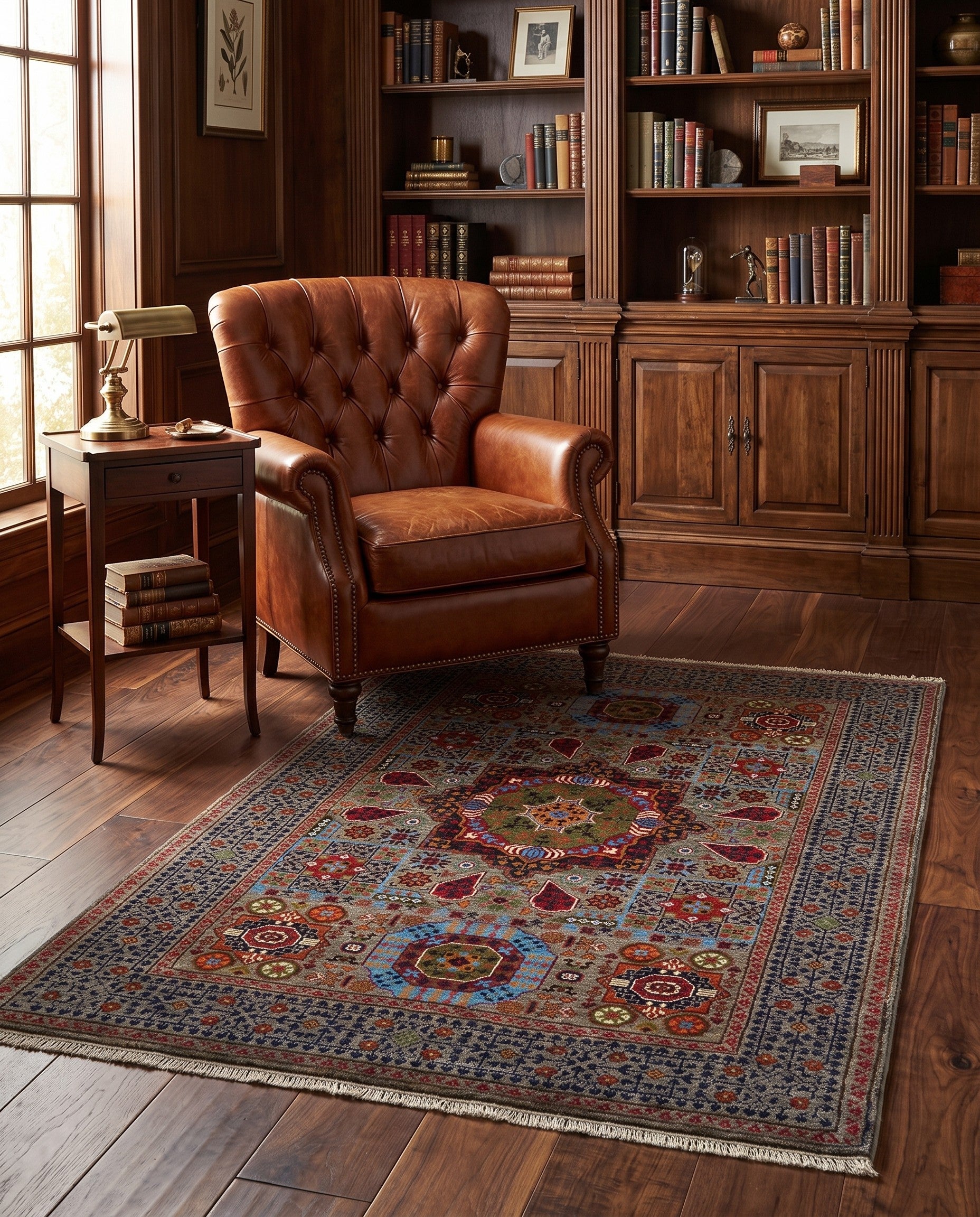 3' 5 x 5' Hand Knotted Mamluk Ziegler Rug