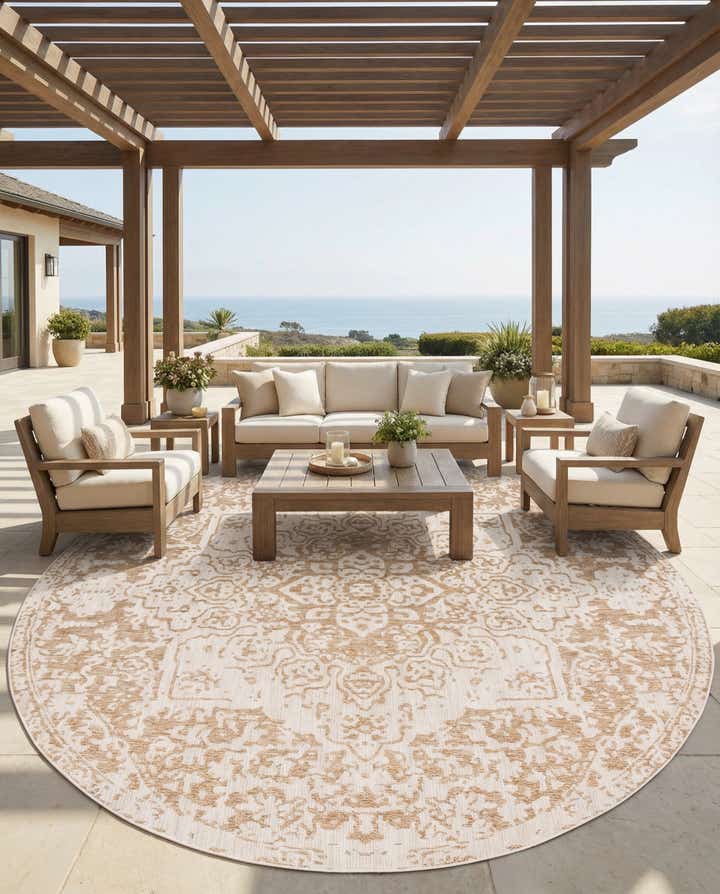 13' x 13' Easy-Clean Jill Zarin Dubai Indoor / Outdoor Round Rug