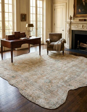 9' x 9' 10 Hand Knotted Ultra Vintage Persian Wool Square Rug
