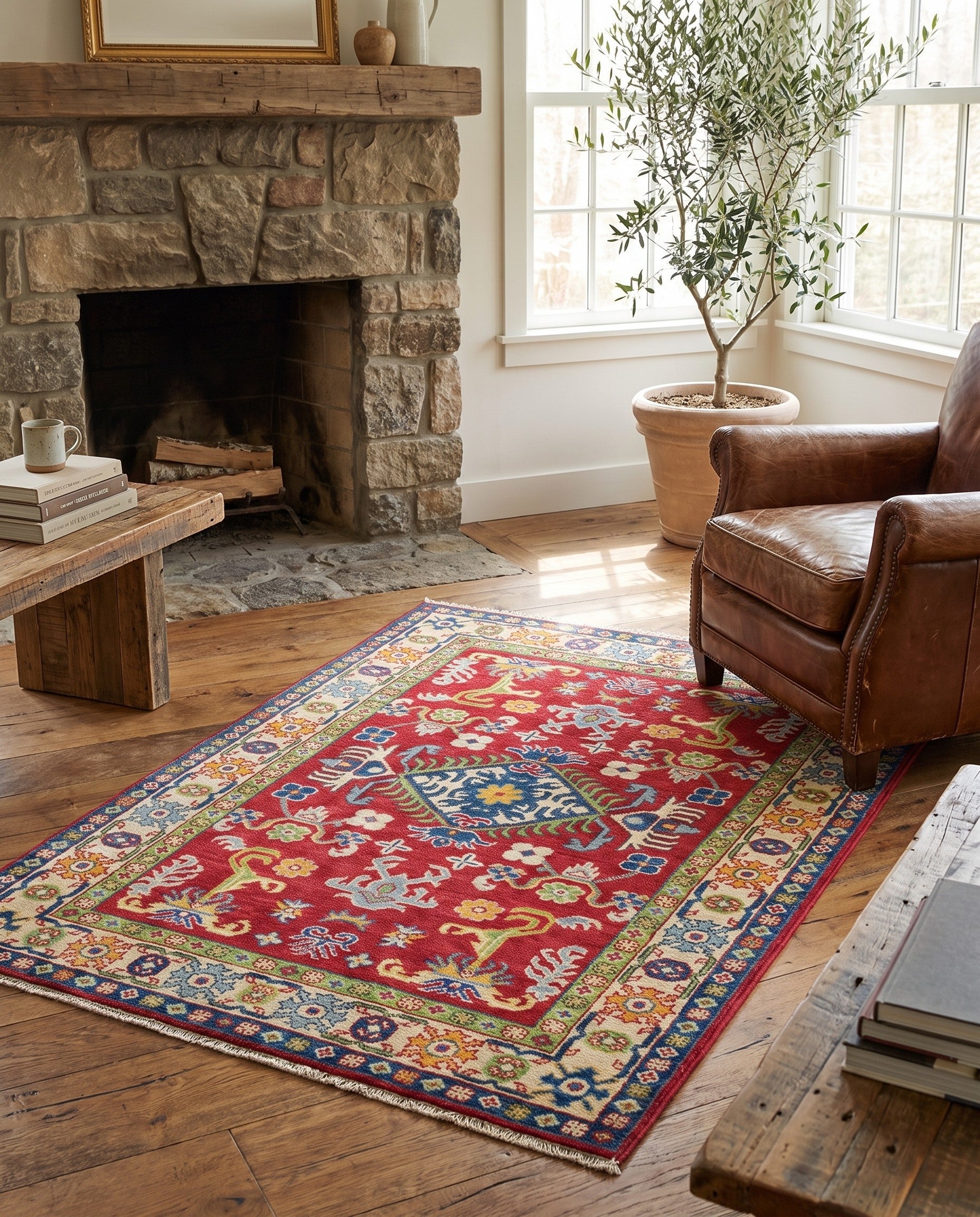 3' 3 x 4' 11 Hand Knotted Kazak Rug