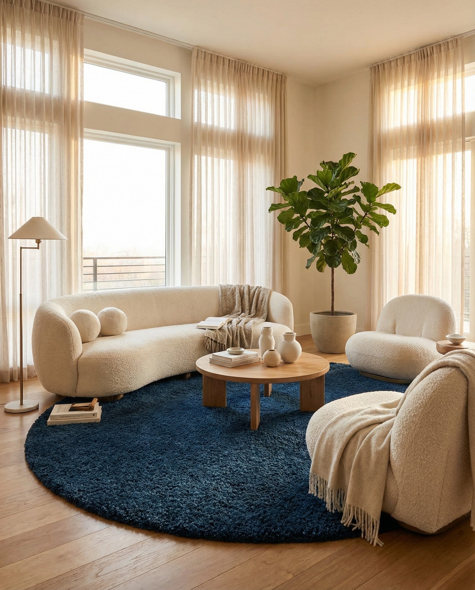 10' x 10' Solid Shag Round Rug