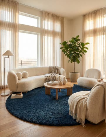 10' x 10' Solid Shag Round Rug