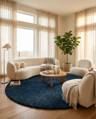  10' x 10' Solid Shag Round Rug