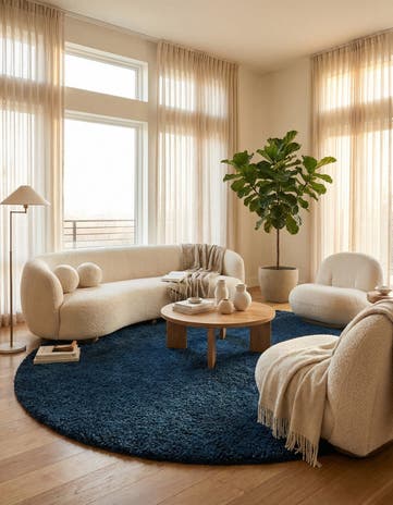 10' x 10' Solid Shag Round Rug