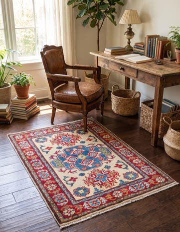 2' 11 x 3' 11 Hand Knotted Kazak Rug