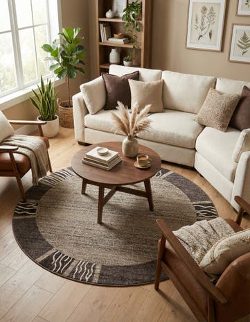 Dark Beige Angelica Round Rug