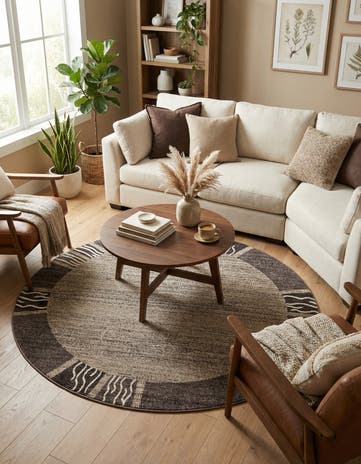 Dark Beige Angelica Round Rug