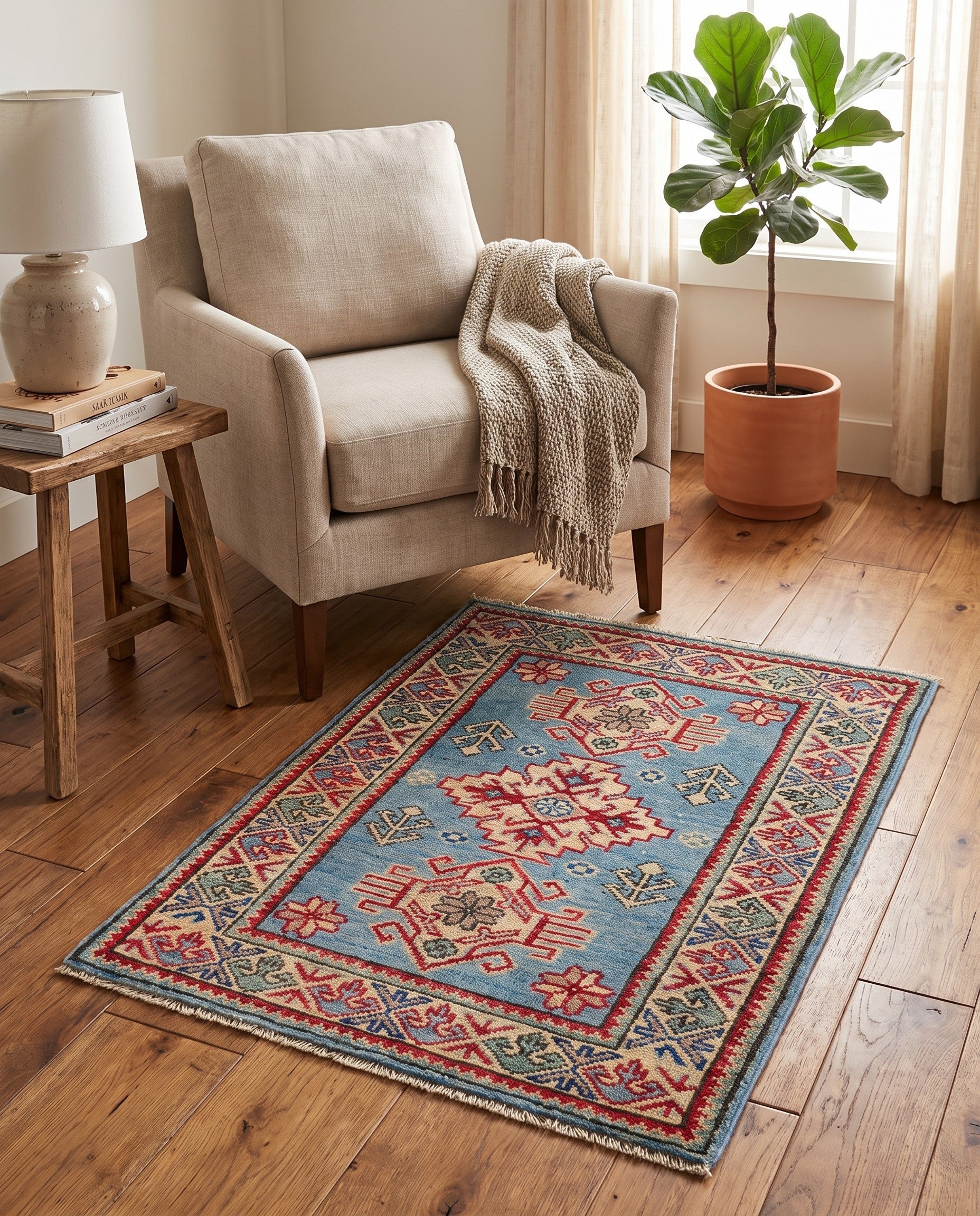 2' 1 x 3' Hand Knotted Kazak Rug