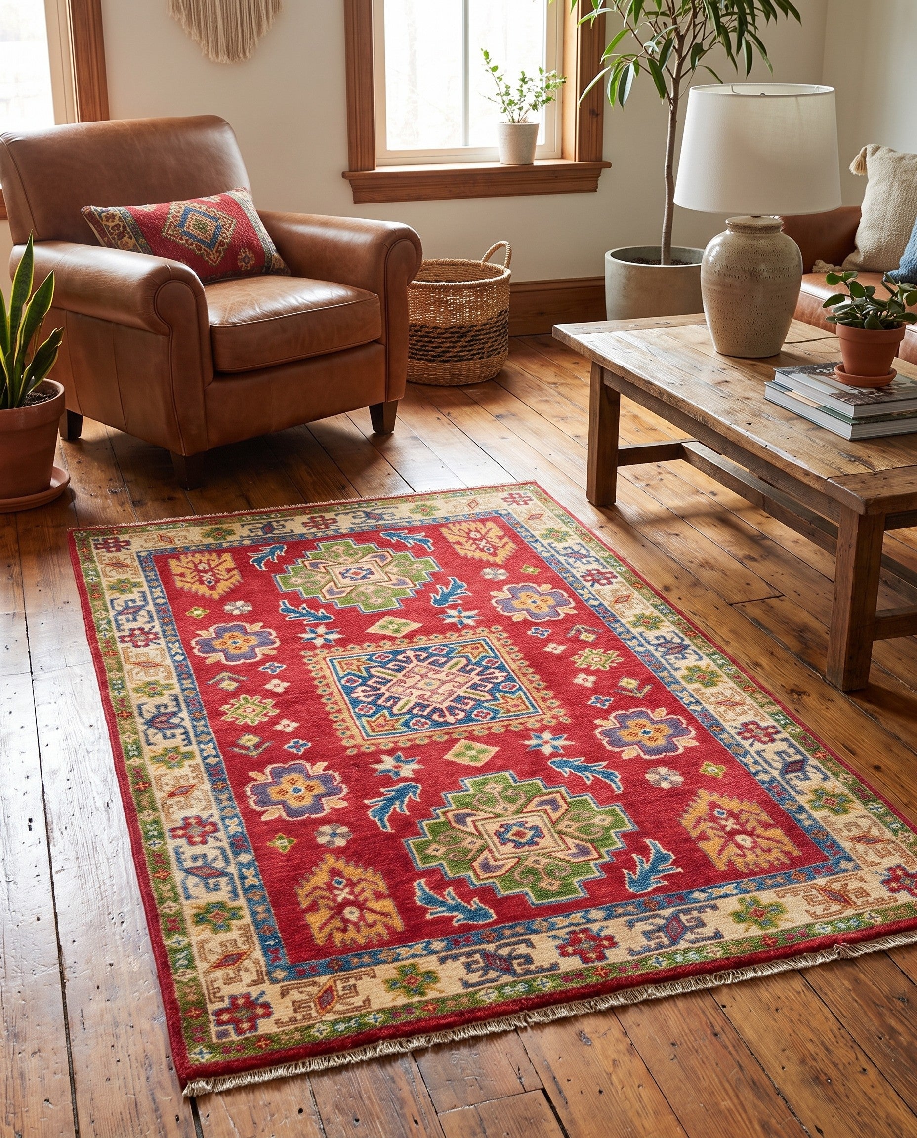 3' 3 x 4' 11 Hand Knotted Kazak Rug