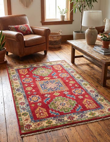 3' 3 x 4' 11 Hand Knotted Kazak Rug