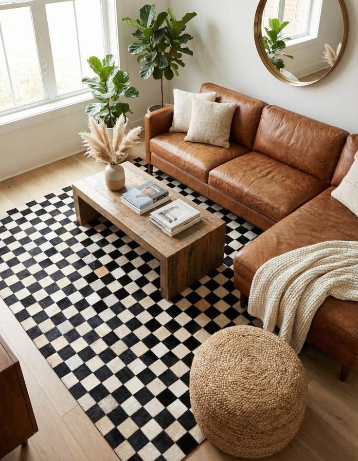 Detail image of 5' 8 x 7' 10 Cowhide Stocks Rug