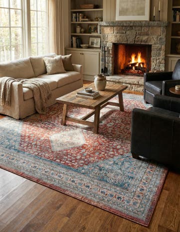 Red Newport Square Rug