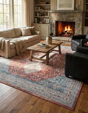 Red Newport Square Rug