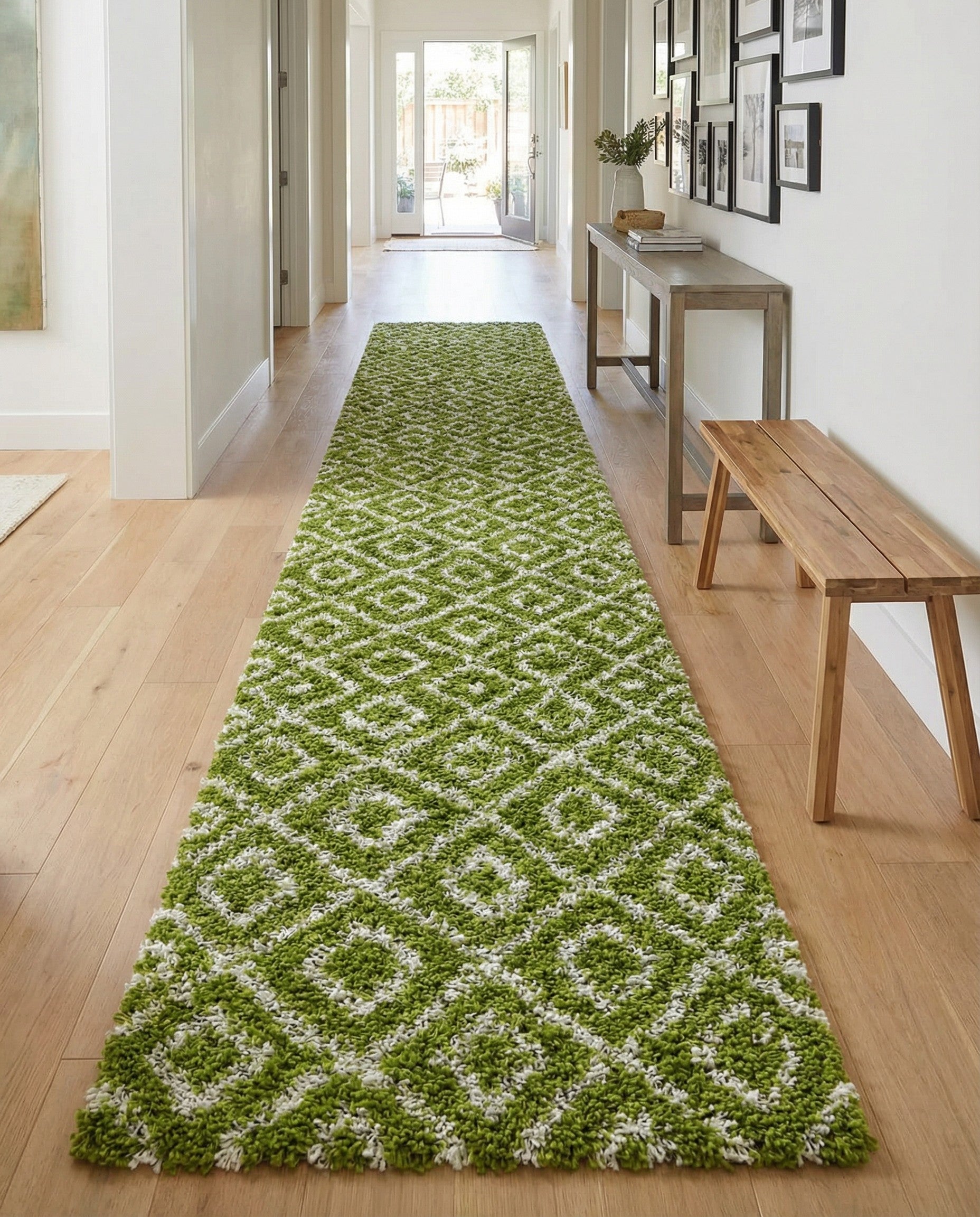 3' 3 x 16' 5 Trellis Shag Runner Rug