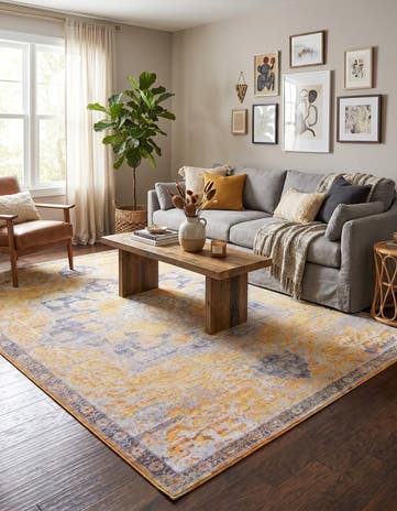 Tuscan Yellow Washable Francesca Rug