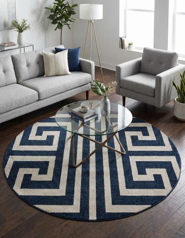 Navy Blue Hera Round Rug