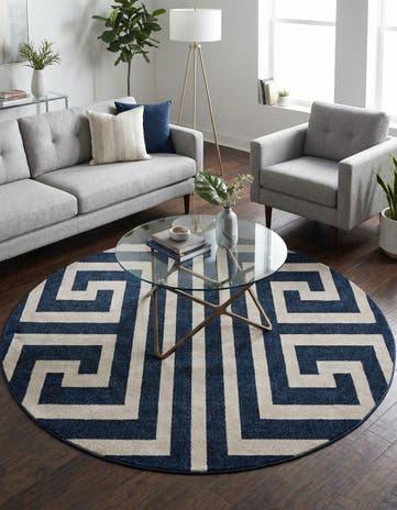 Navy Blue Hera Round Rug