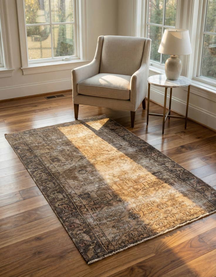 Detail image of 3' 9 x 6' 1 Hand Knotted Ultra Vintage Persian Wool Rug