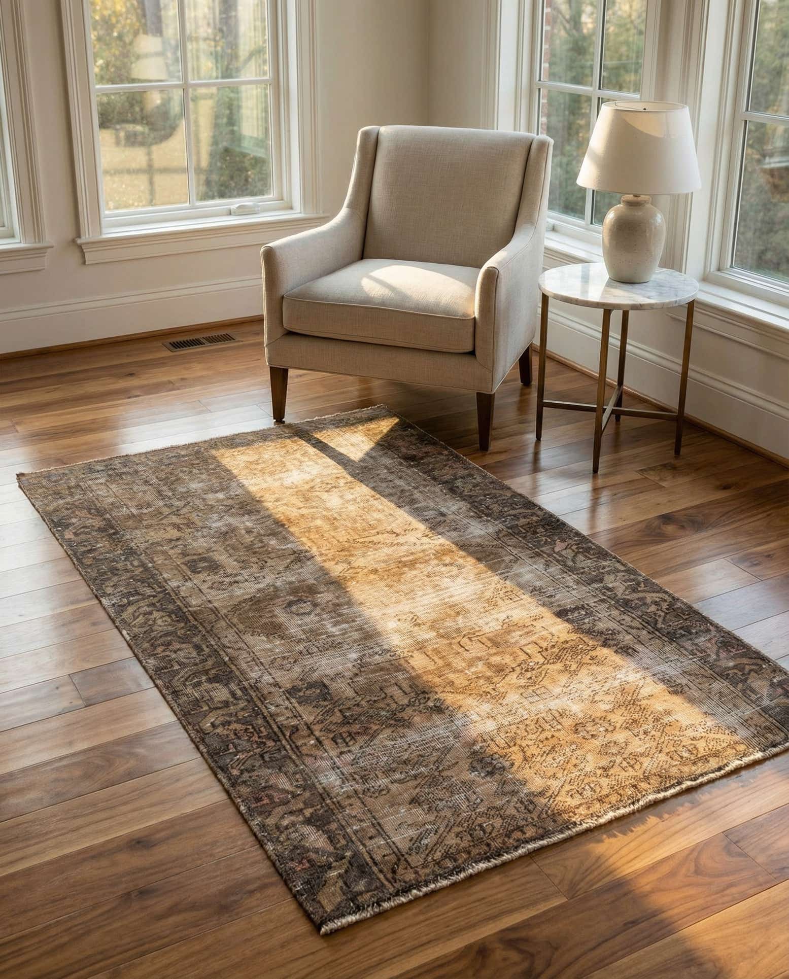 3' 9 x 6' 1 Hand Knotted Ultra Vintage Persian Wool Rug