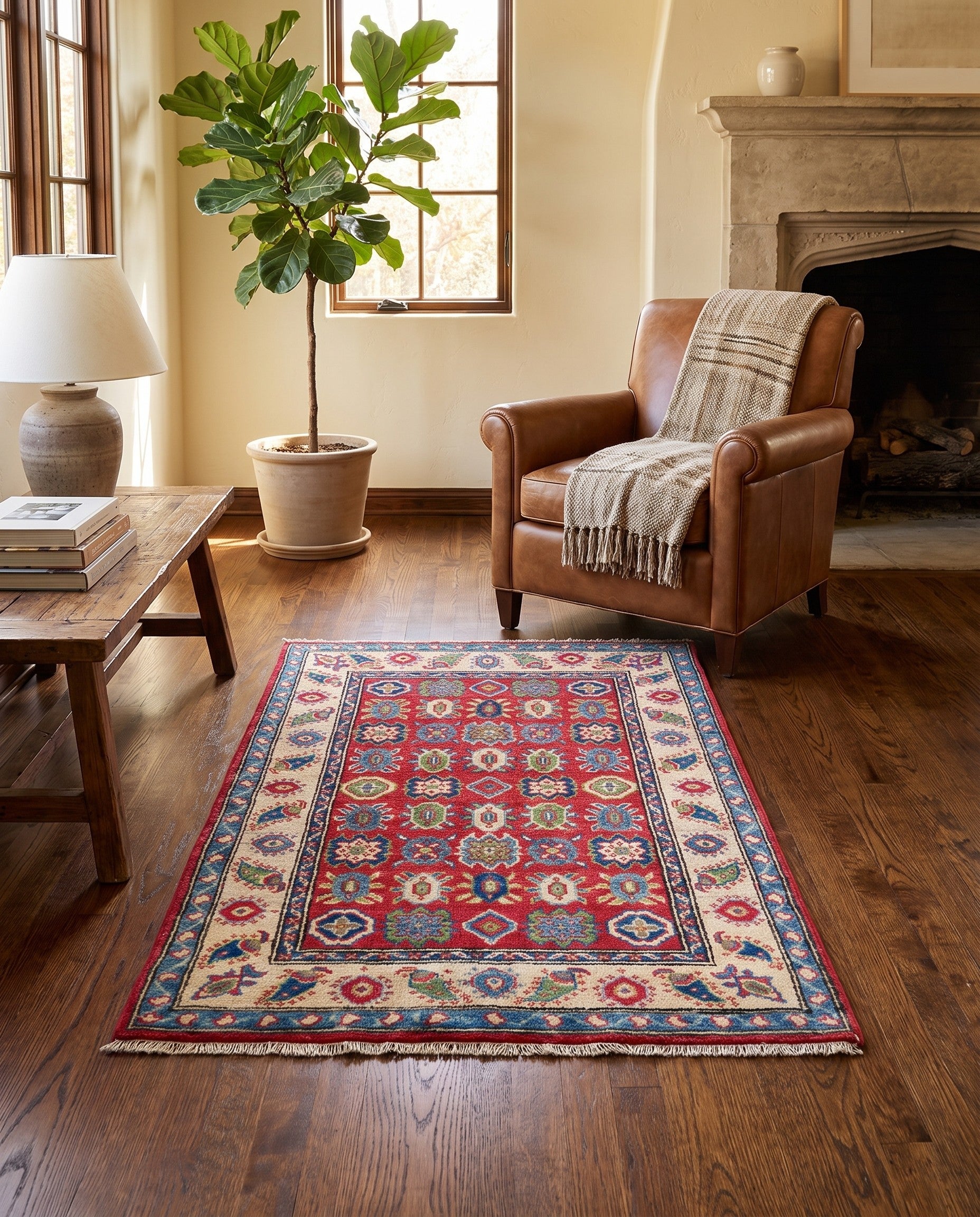 2' 7 x 4' 5 Hand Knotted Kazak Rug