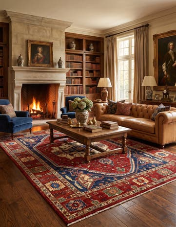 6' 8 x 9' 9 Hand Knotted Heriz Rug