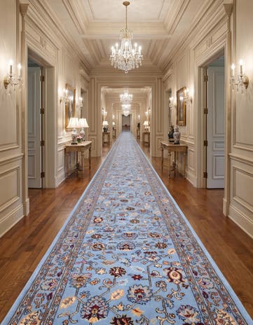 Blue Tabriz Design Runner Rug