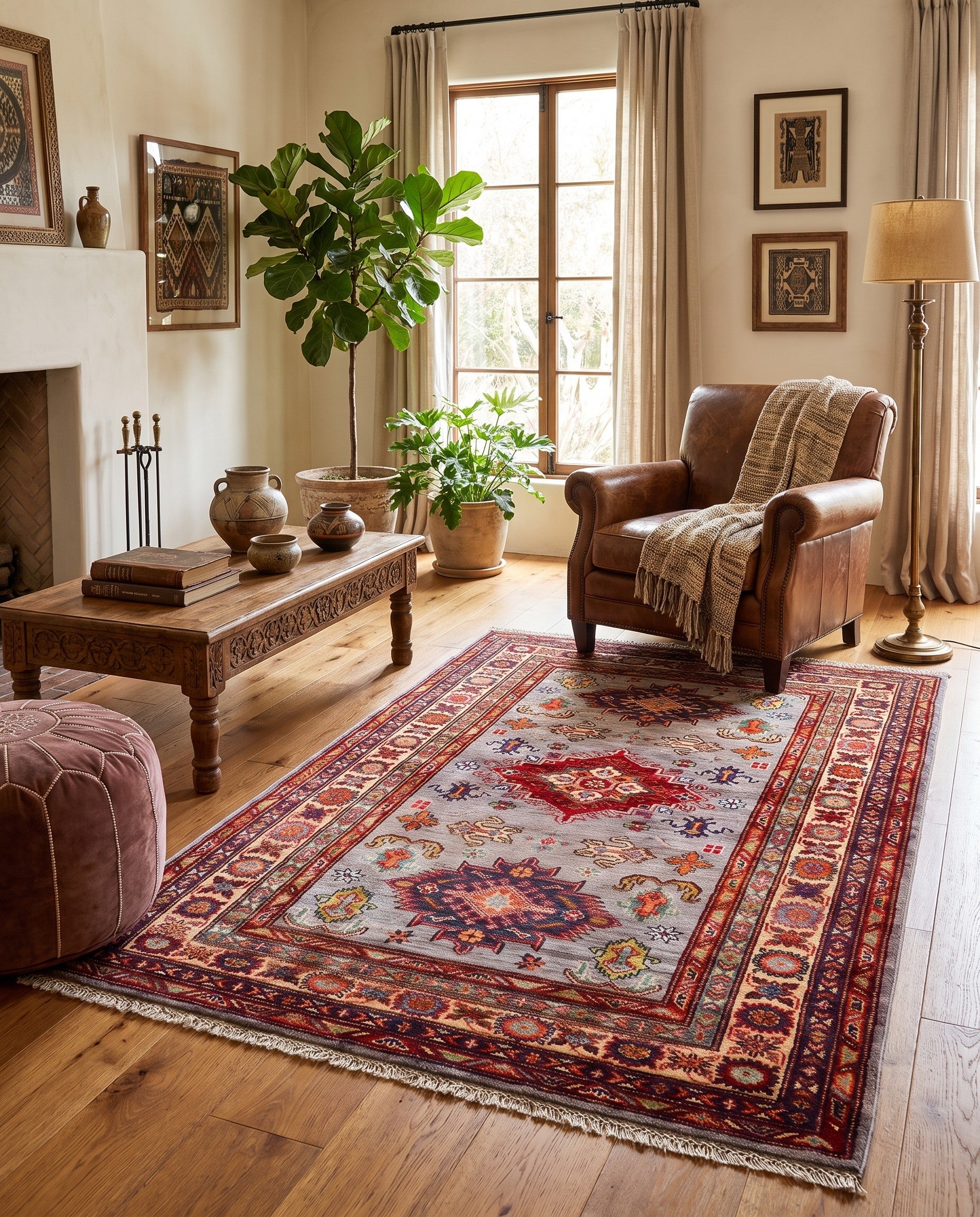 3' 4 x 5' 3 Hand Knotted Kazak Rug