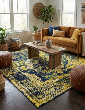 Navy Blue Monte Carlo Square Rug