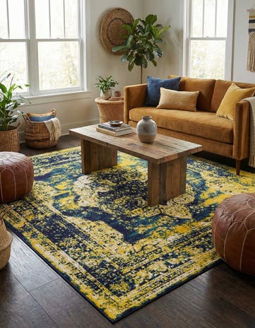 Navy Blue Monte Carlo Square Rug