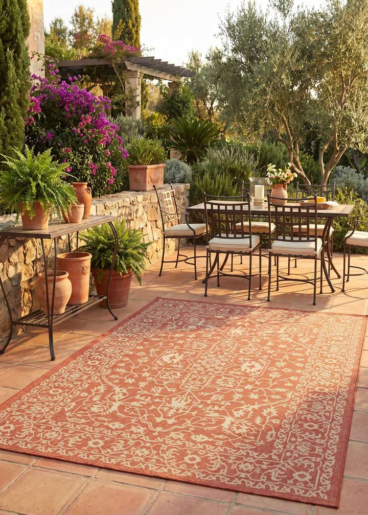 6' x 9' Easy-Clean Botanical Indoor / Outdoor Rug