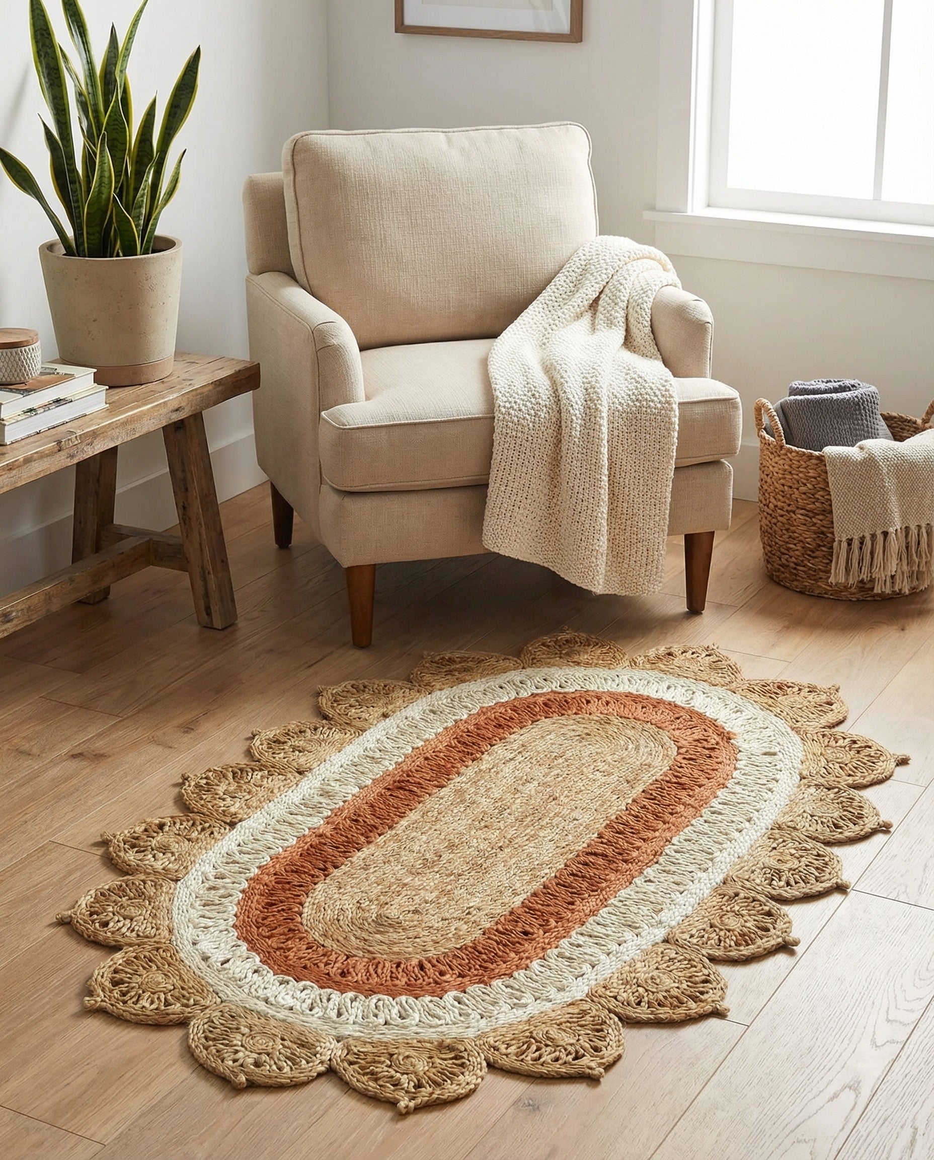 3' 1 x 5' 1 Handmade Braided Jute Oval Rug