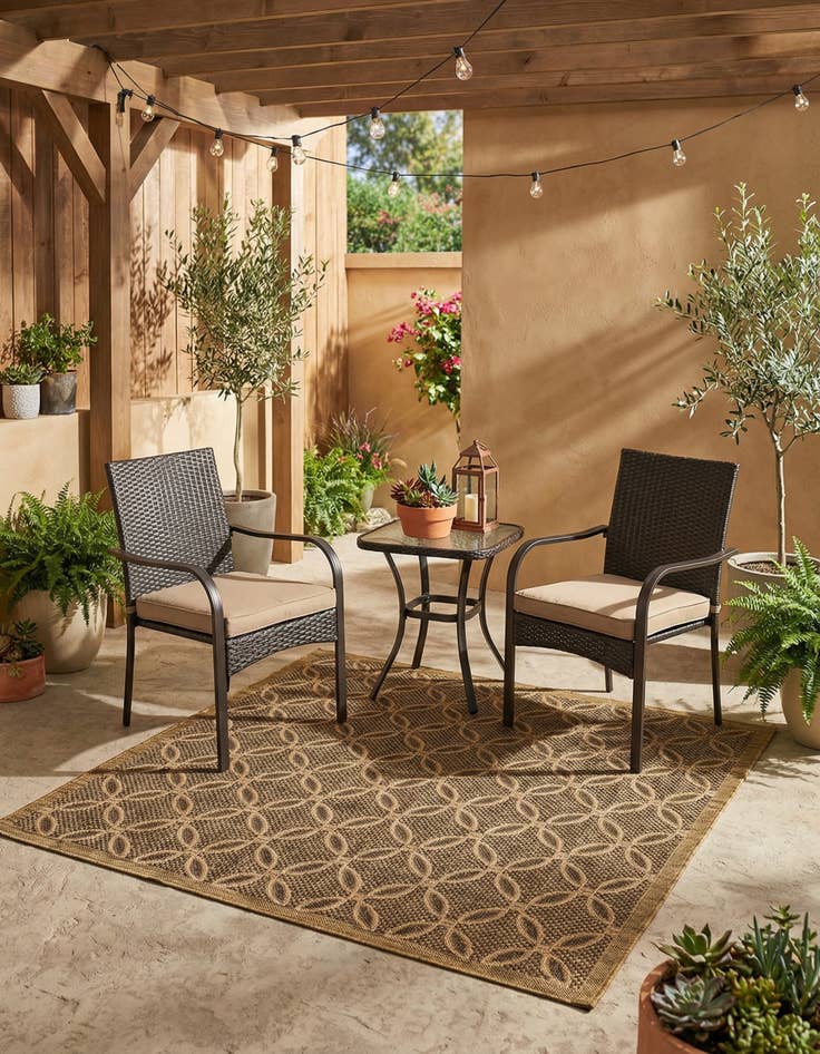 Detail image of 6' x 6' Washable Lattice Indoor / Outdoor Square Rug