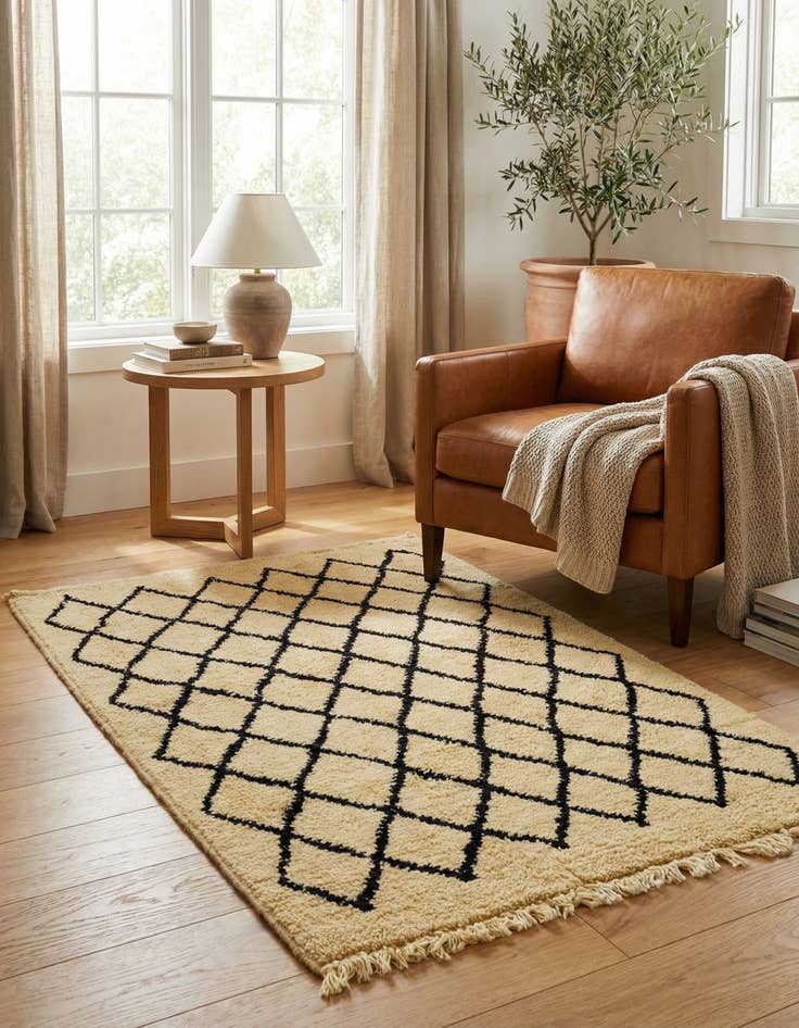 Detail image of 3' 1 x 4' 10 Hand Knotted Moroccan Wool Rug