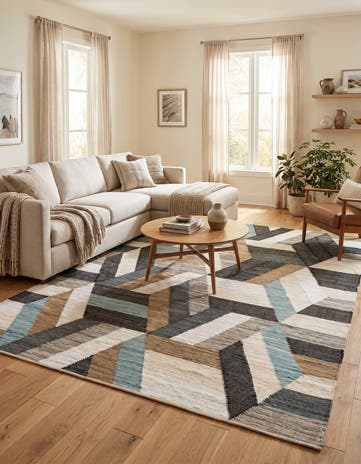Blue Hand Braided Chindi Cotton Rug