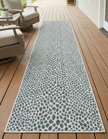 Teal Easy-Clean Jill Zarin Indoor / Outdoor Runner Rug