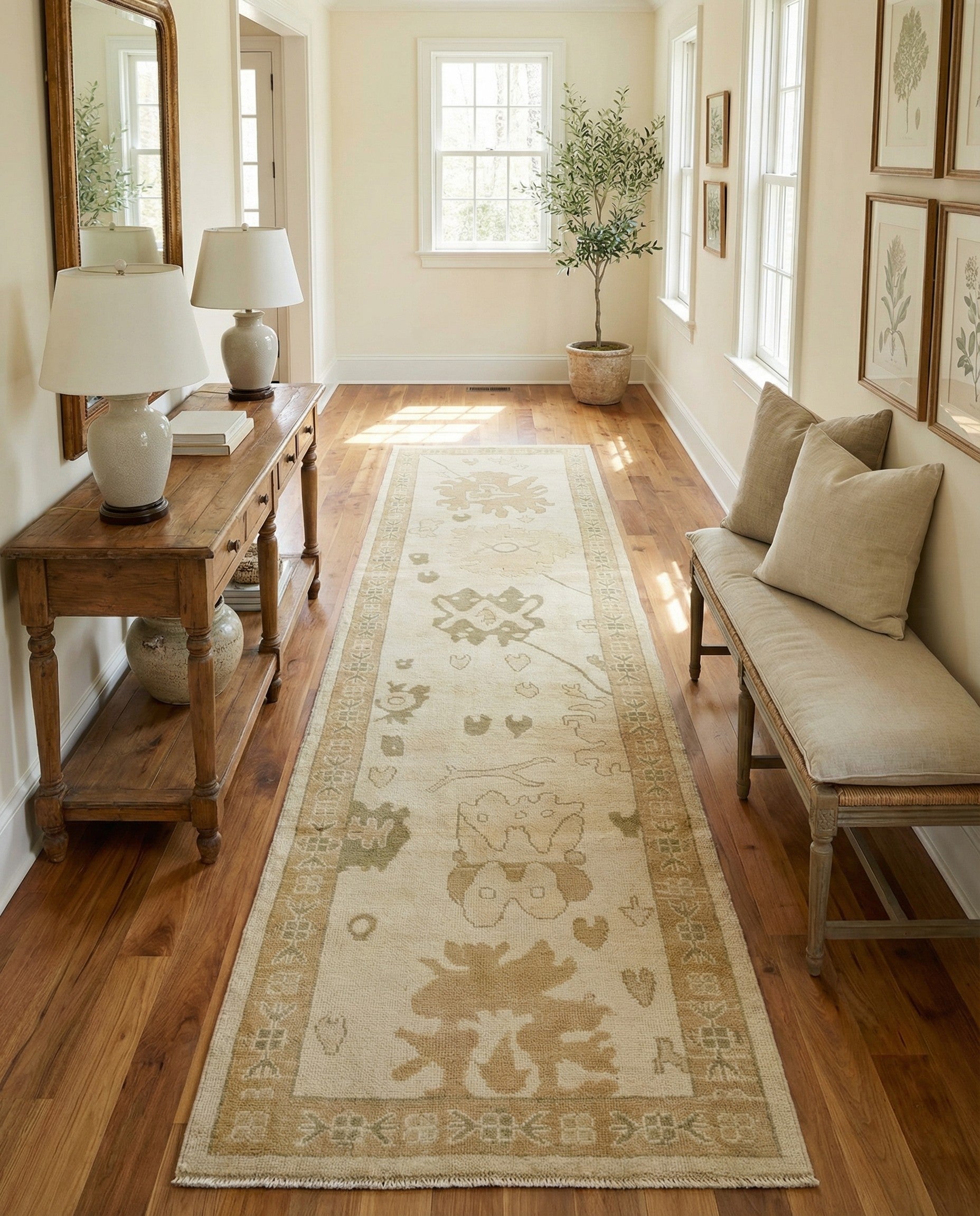 2' 11 x 10' Hand Knotted Oushak Wool Runner Rug