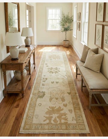 2' 11 x 10' Hand Knotted Oushak Wool Runner Rug