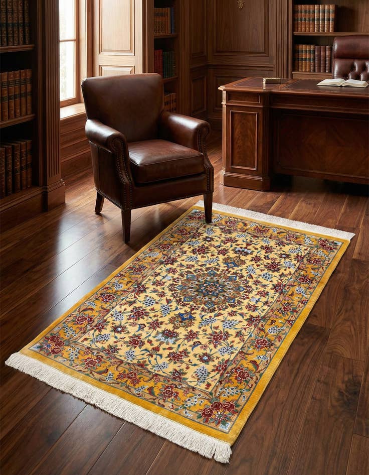 Detail image of 2' 7 x 4' 3 Ghom Silk Rug