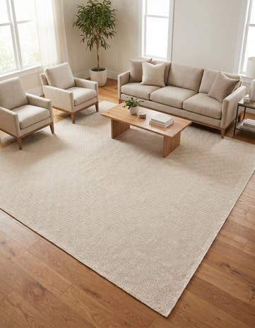 Beige Hand Woven Geo Trellis Flatweave Square Rug