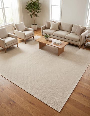 Beige Hand Woven Geo Trellis Flatweave Square Rug