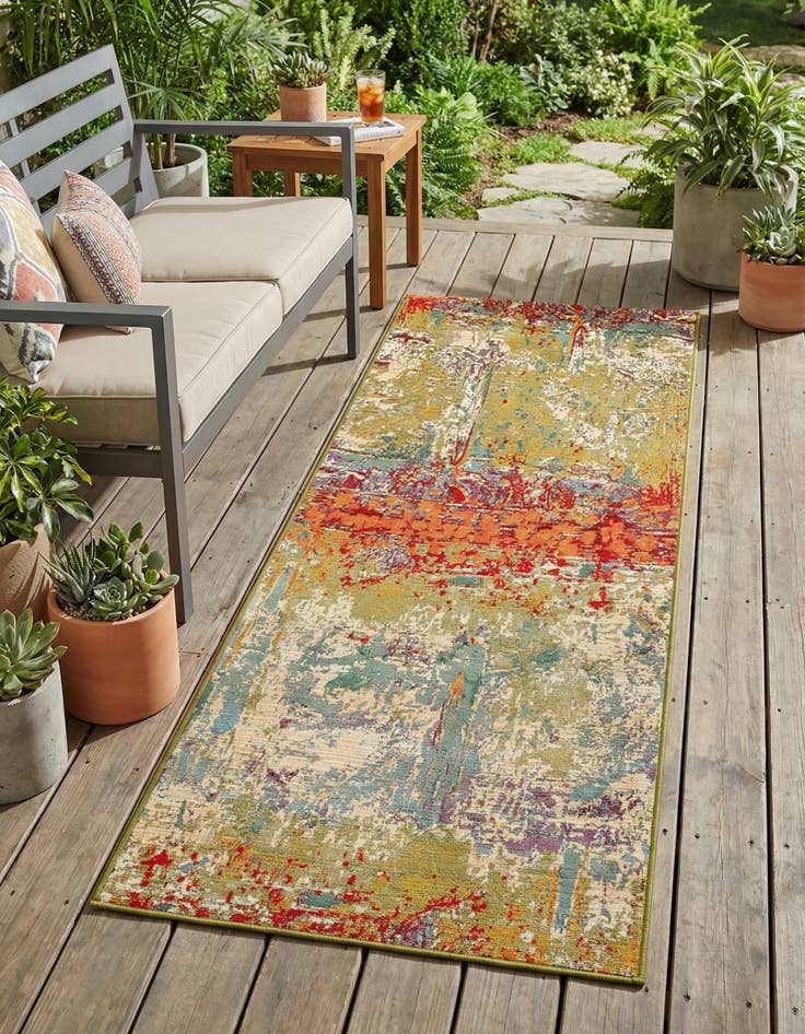 Detail image of 2' 7 x 7' Washable Modern Indoor / Outdoor Runner Rug