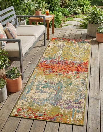 2' 7 x 7' Easy-Clean Modern Indoor / Outdoor Runner Rug