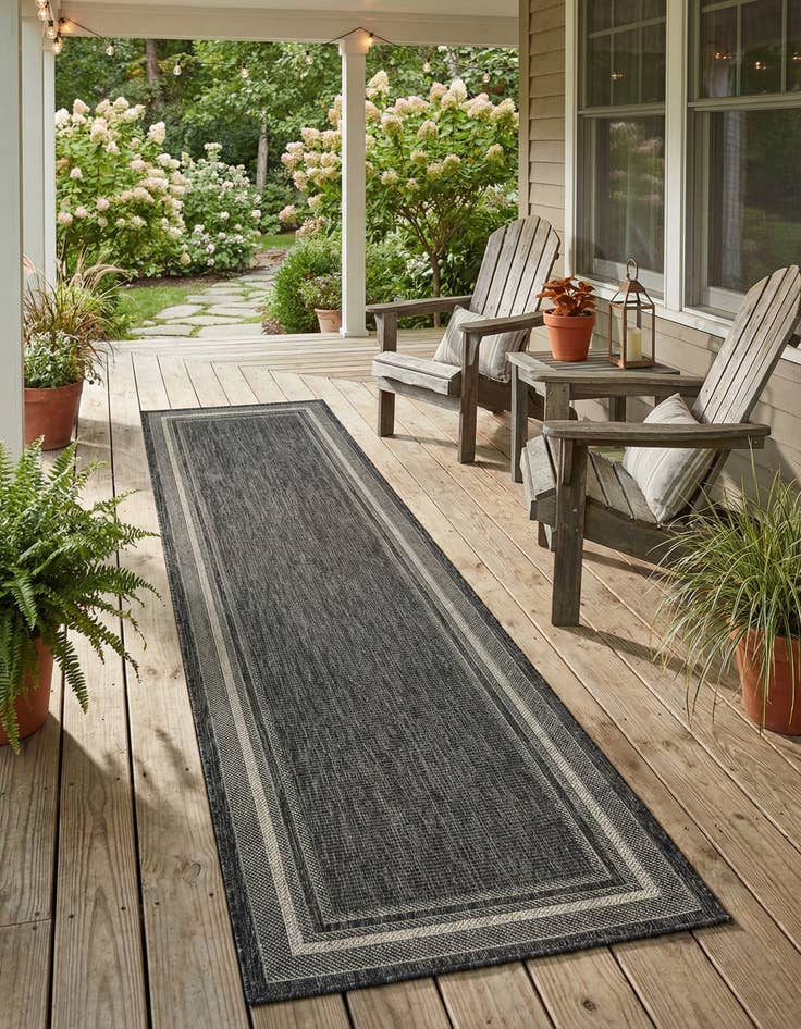 Detail image of 2' 7 x 10' Easy-Clean Border Indoor / Outdoor Runner Rug