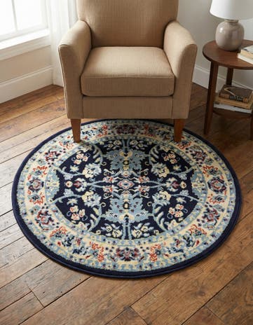 Navy Blue Yasmin Round Rug
