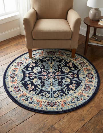 Navy Blue Yasmin Round Rug