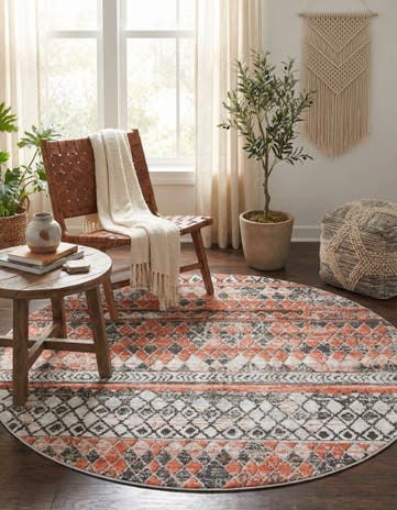Salmon Leipzig Round Rug