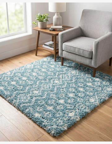 4' x 4' Moroccan Trellis Shag Square Rug